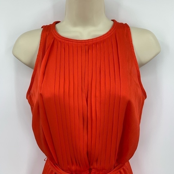 DVF Diane von Furstenberg Ria Spicy Orange pleated shift dress chiffon new 0 - Picture 4 of 7